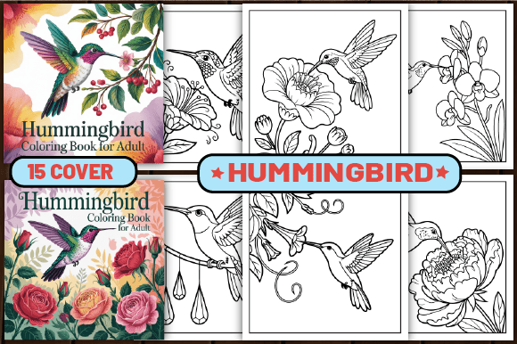 Preview of 75 Hummingbird Coloring Pages for Adults adult coloring pages