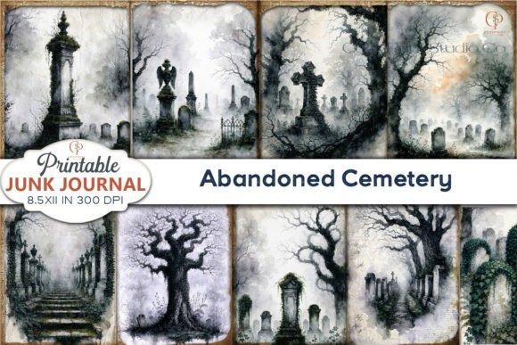 Abandoned Cemetery Junk Journal Pages