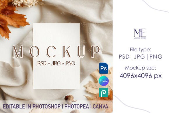 Autumn Pumpkin Boho Invite Card Mockup