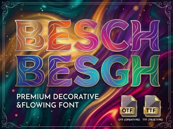 Preview specimen of Besch decorative font