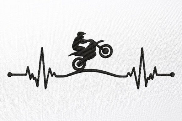 Bicycle Heartbeat Embroidery Design