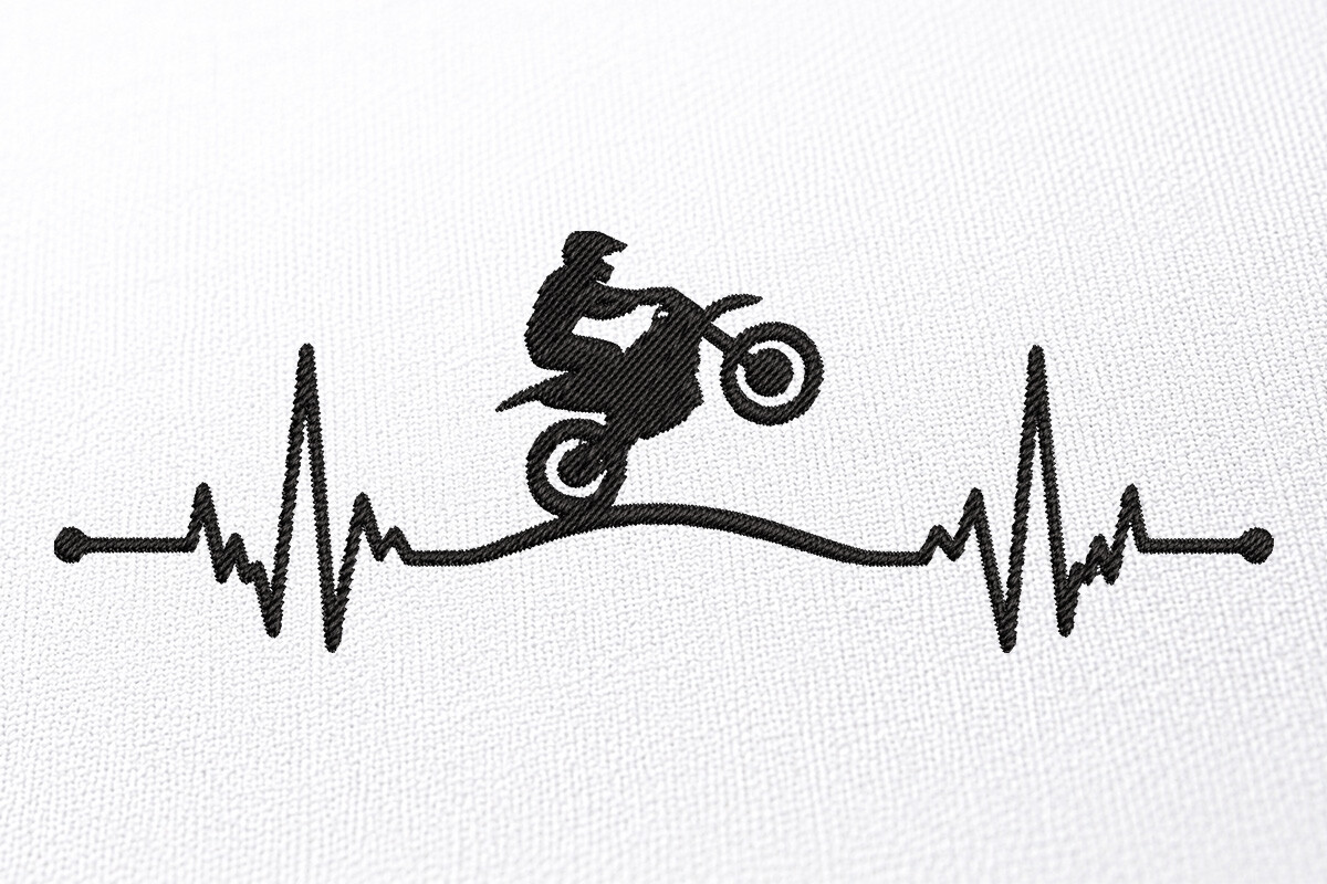 Bicycle Heartbeat Embroidery Design