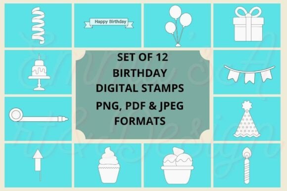 Birthday Digital Stamps Bundle