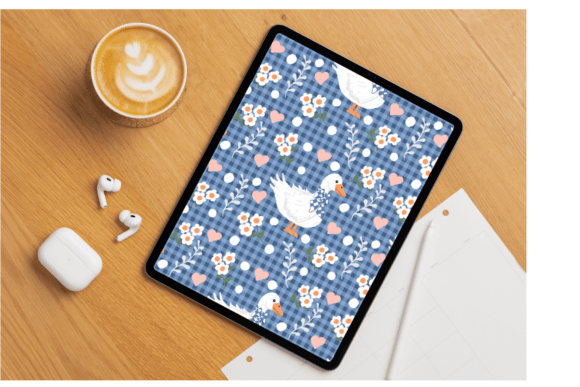 Blue Goose Gingham Seamless Pattern