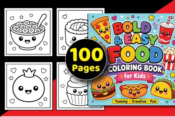 Bold Easy Food Coloring Pages for Kids