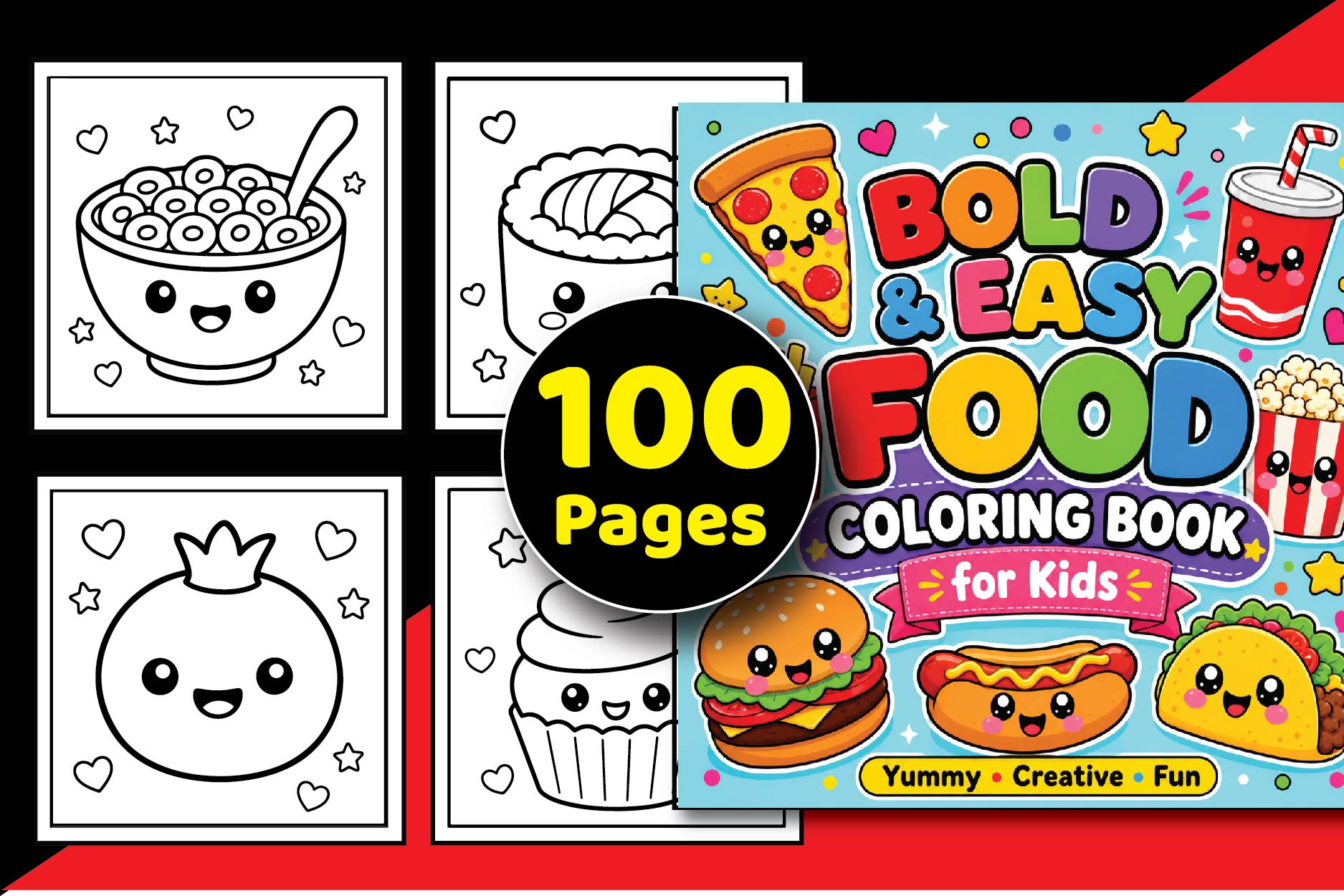Bold Easy Food Coloring Pages for Kids