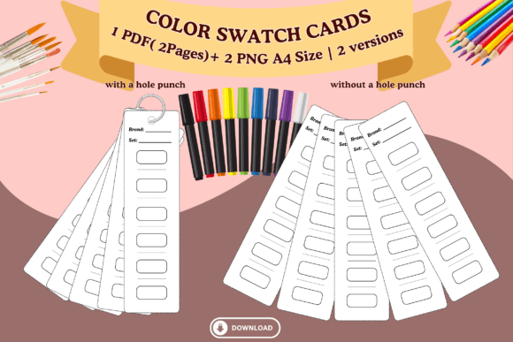 Preview of COLOR SWATCH CARD TEST TEMPLATE PDF PNG coloring pages for adults