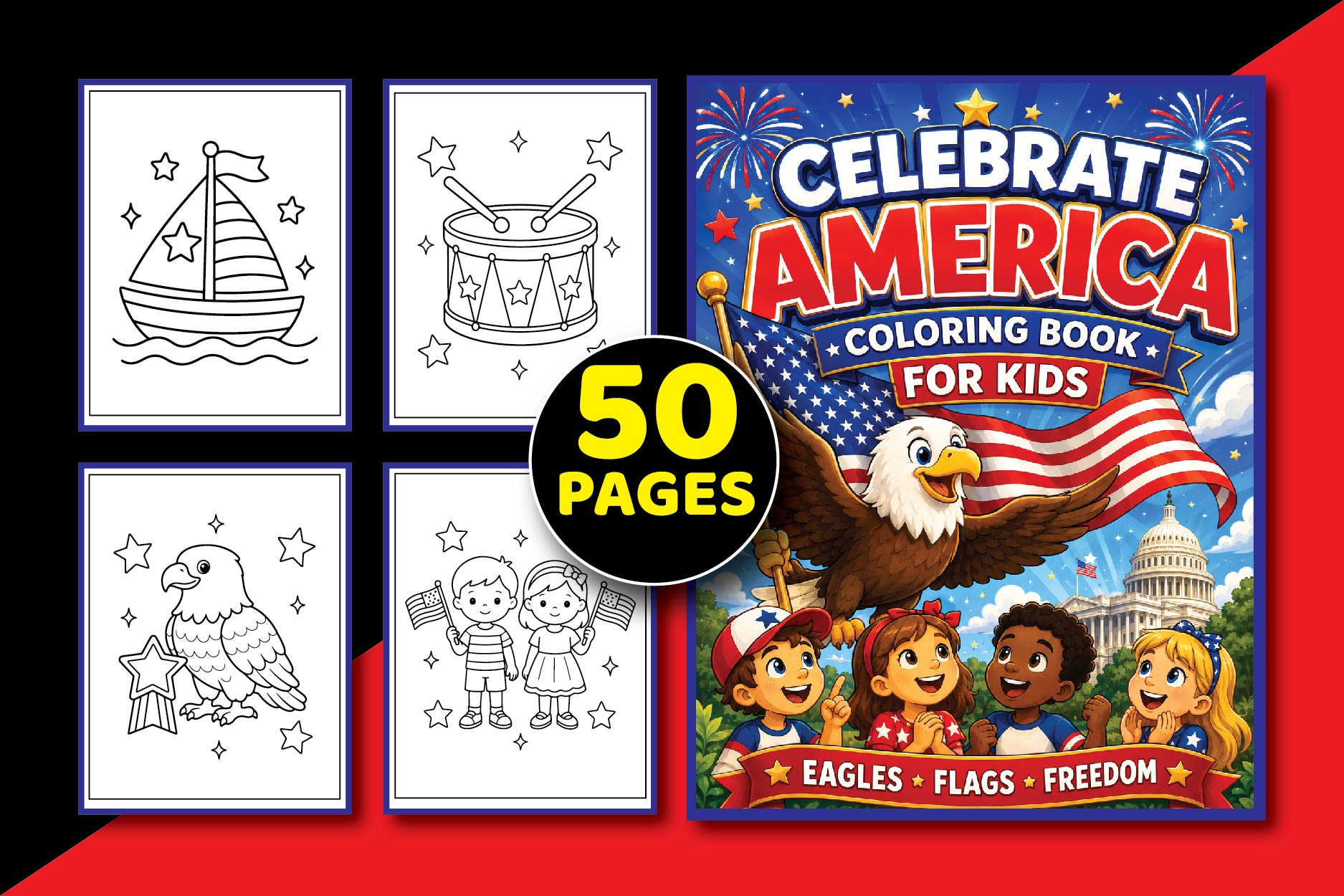 Celebrate America Coloring Book for Kids