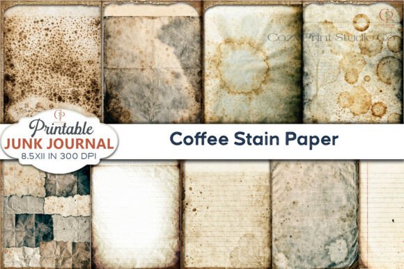 Preview of Coffee Stain Junk Journal Paper