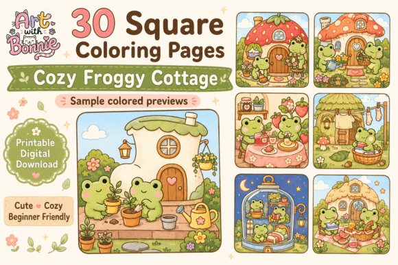 Cozy Froggy Cottage Coloring Pages PDF