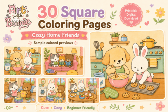 Cozy Home Friends Coloring Pages PDF Set