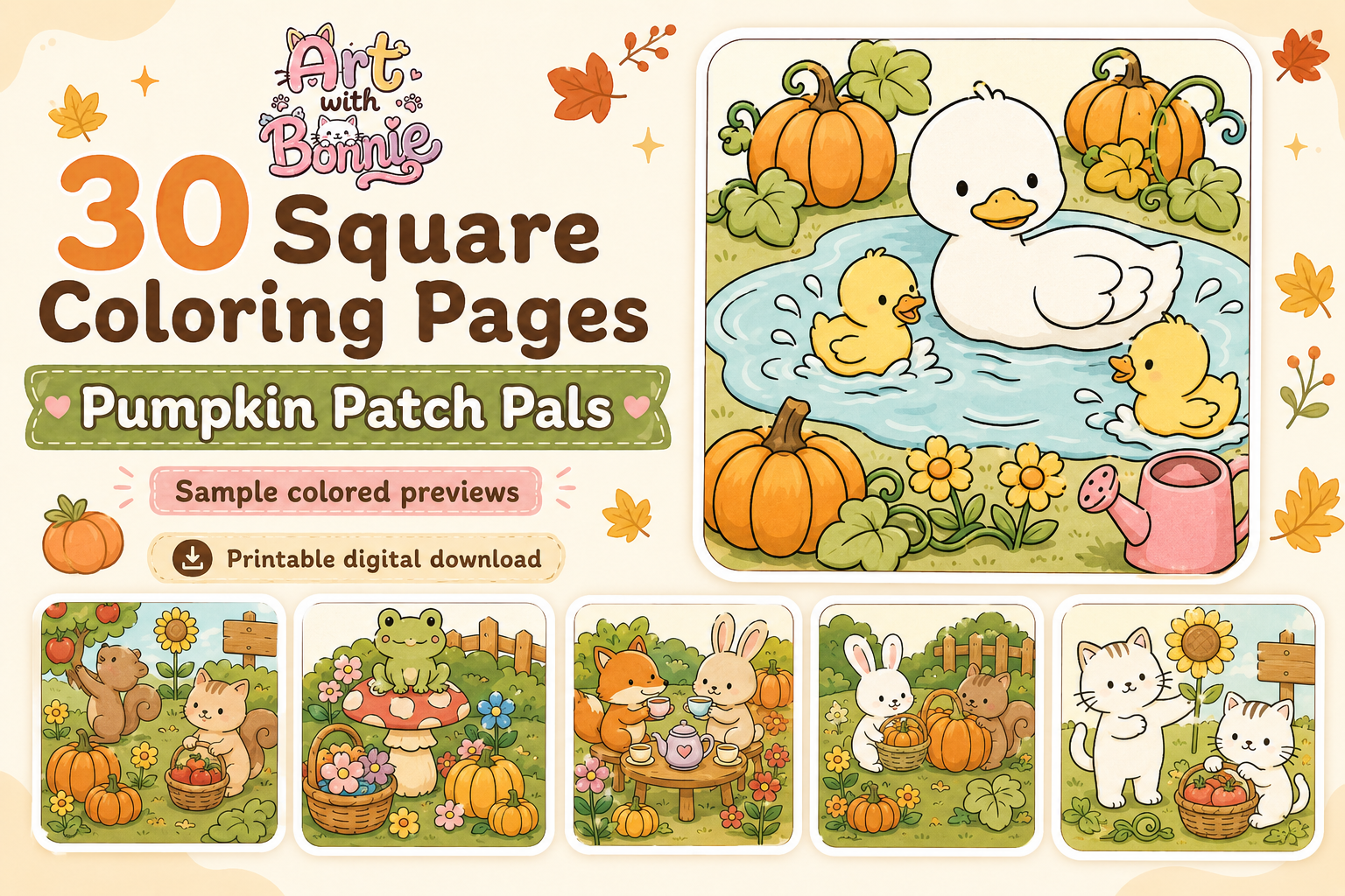Cozy Pumpkin Patch Pals Coloring Pages