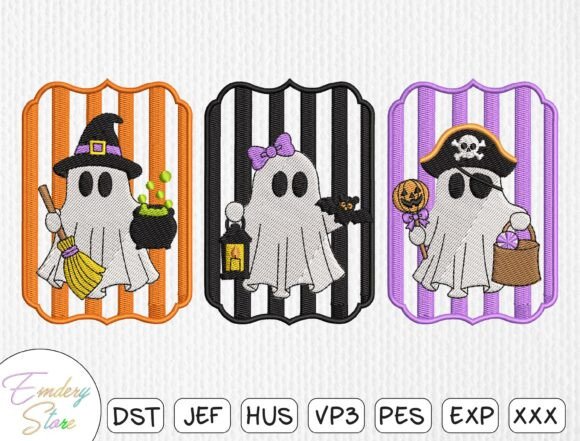 Cute Halloween Ghost Embroidery Design