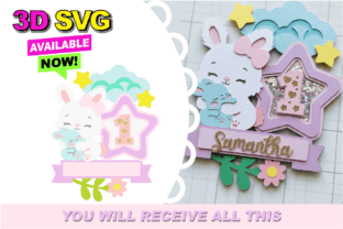 Cute Rabbit Birthday 3D SVG File · Creative Fabrica