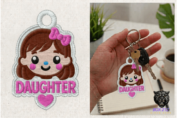 Daughter Keychain Embroidery Design