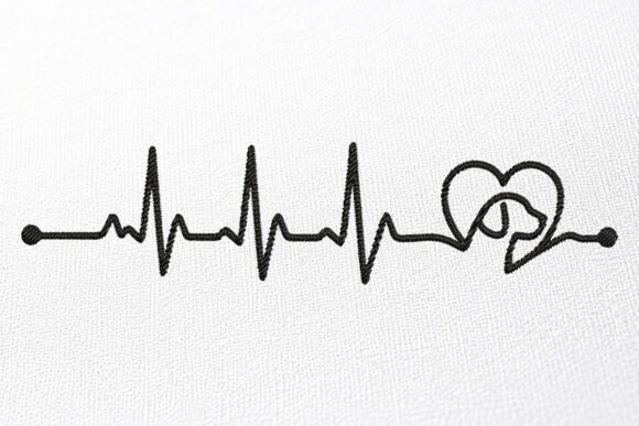 Embroidery Heart Bit Dog Design