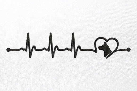 Embroidery Heart Bit Dog Design