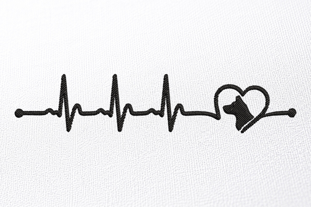 Embroidery Heart Bit Dog Design