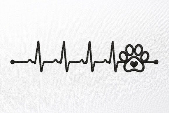 Embroidery Heart Bit Paw Design