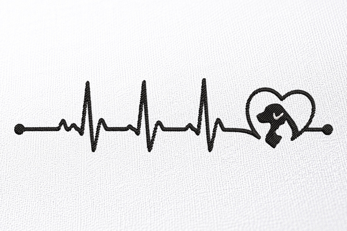 Embroidery Heart Bit Paw Dog Design