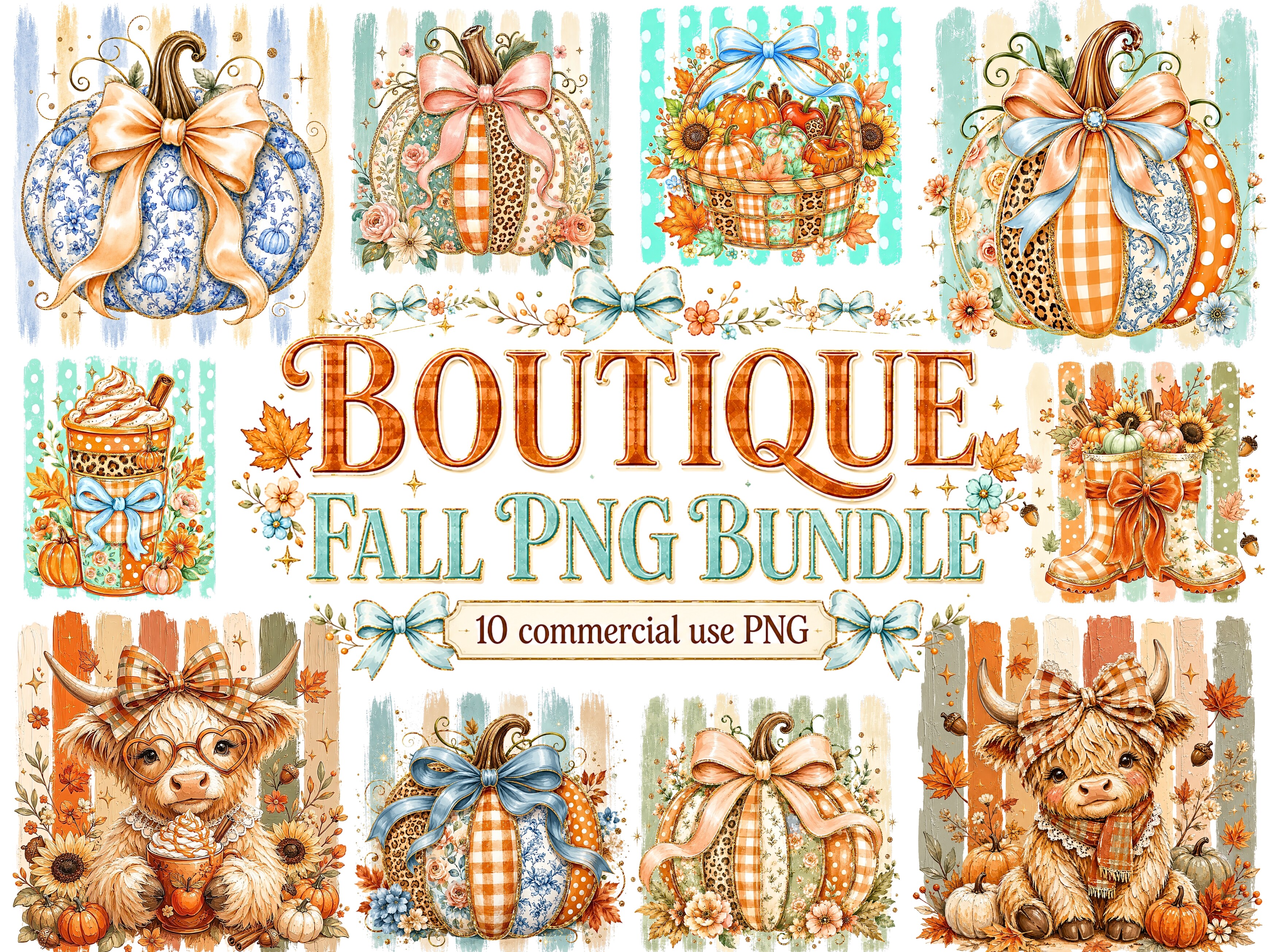Fall Png Bundle Pumpkin Highland Cow Png