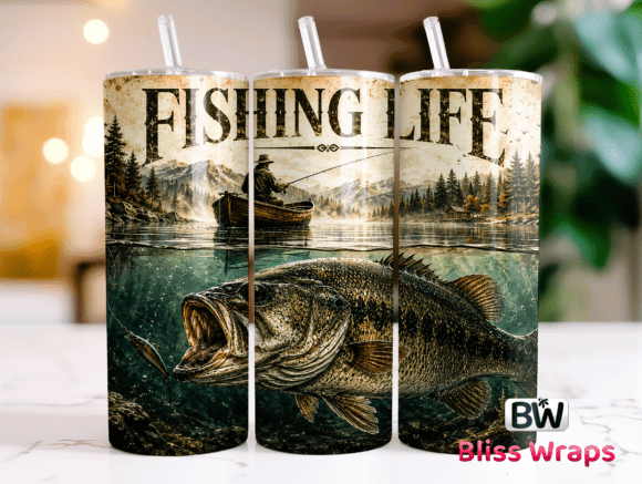 Fishing Life Tumbler Wrap Sublimation