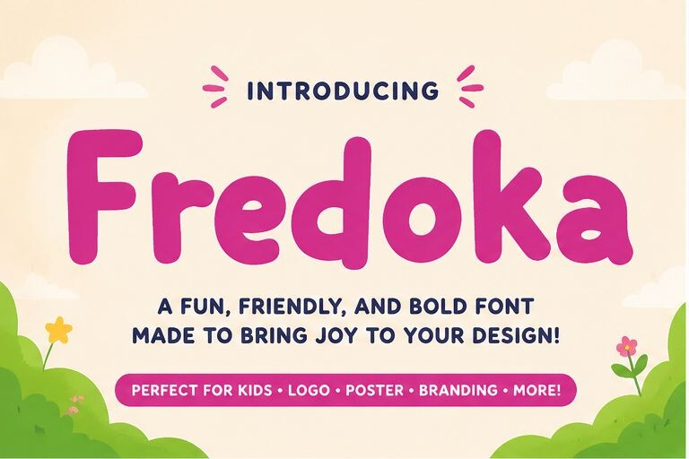 Fredoka font preview - bold playful rounded display typeface