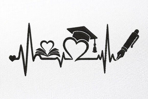 Graduation Cap Heart Bit Embroidery