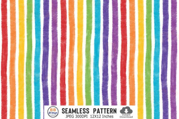 Hand Drawn Rainbow Stripes Pattern Paper