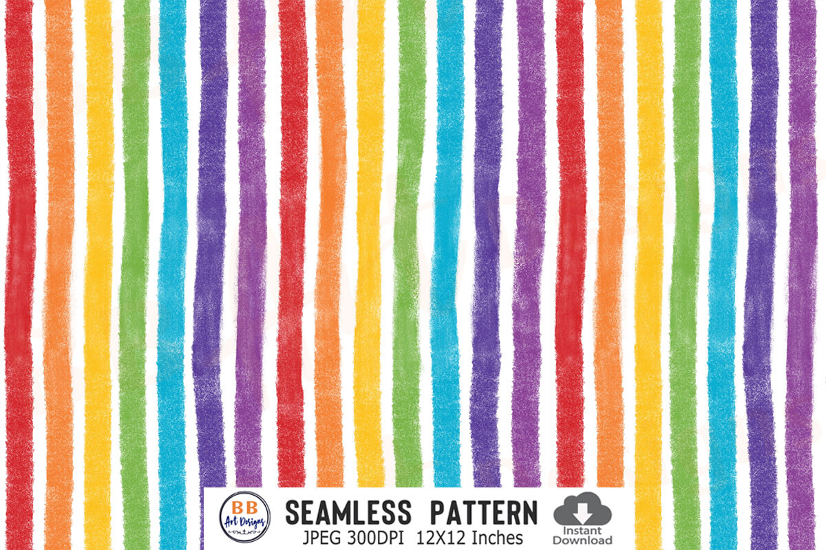 Hand Drawn Rainbow Stripes Pattern Paper