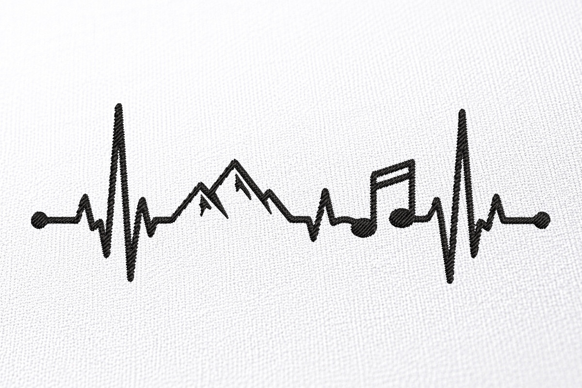 Heart Beat Music Embroidery Design