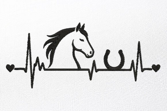 Horse Heartbeat Embroidery Design