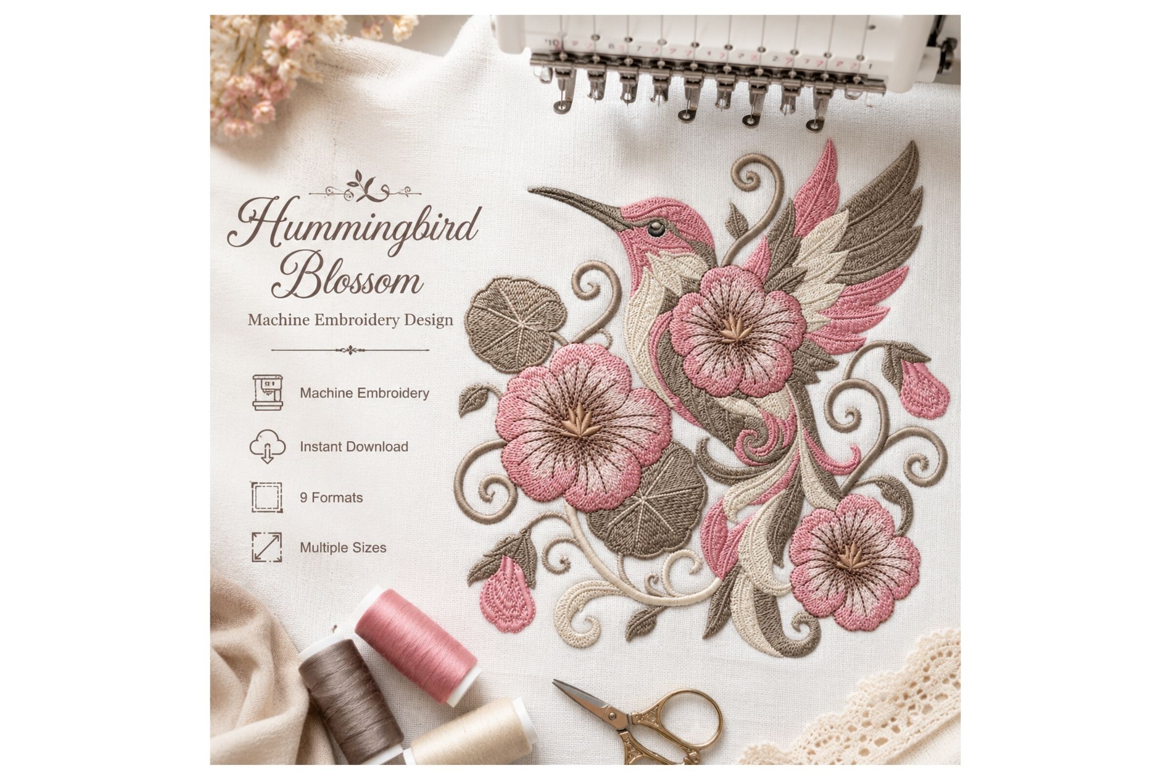 Hummingbird Floral Vintage