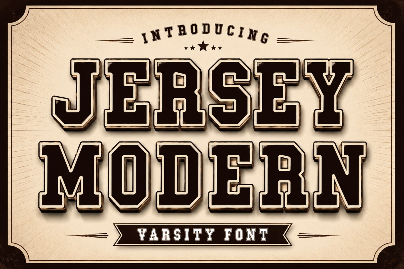 Jersey Modern font preview in a modern jersey style