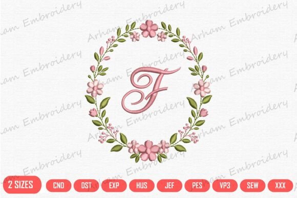 Letter F Floral Monogram Frame