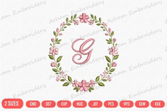 Letter G Floral Monogram Frame