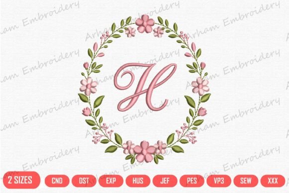 Letter H Floral Monogram Frame