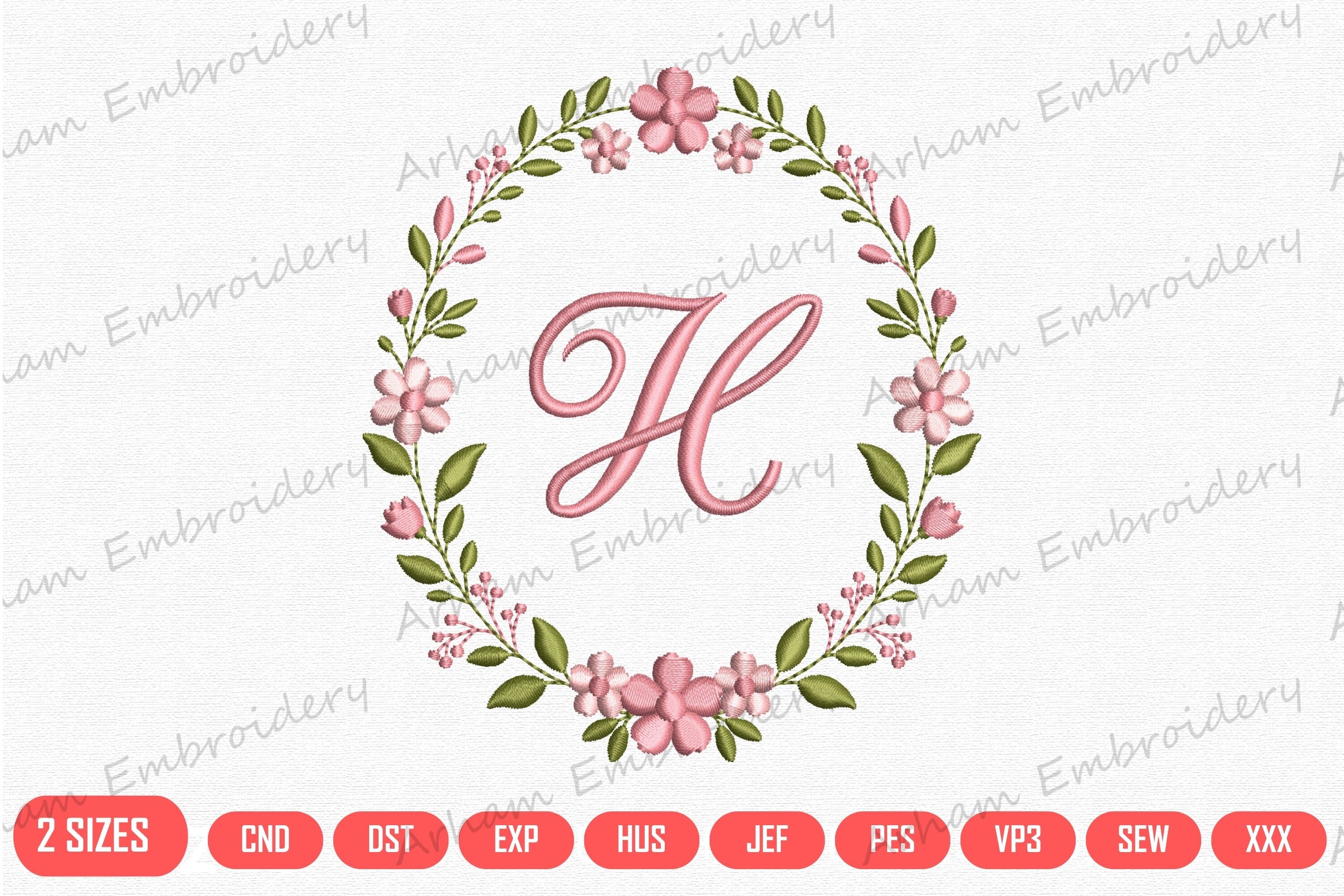 Letter H Floral Monogram Frame