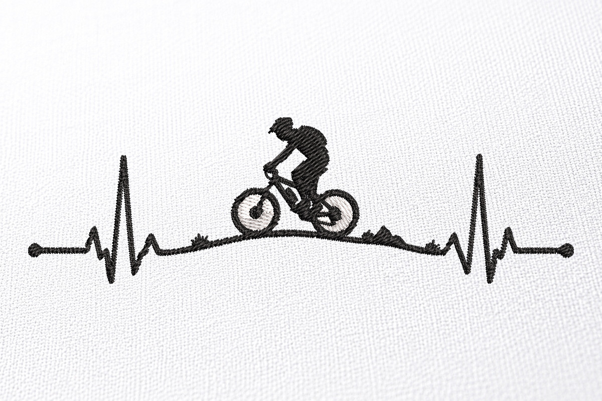 Mountain Bicycle Heartbeat Embroidery