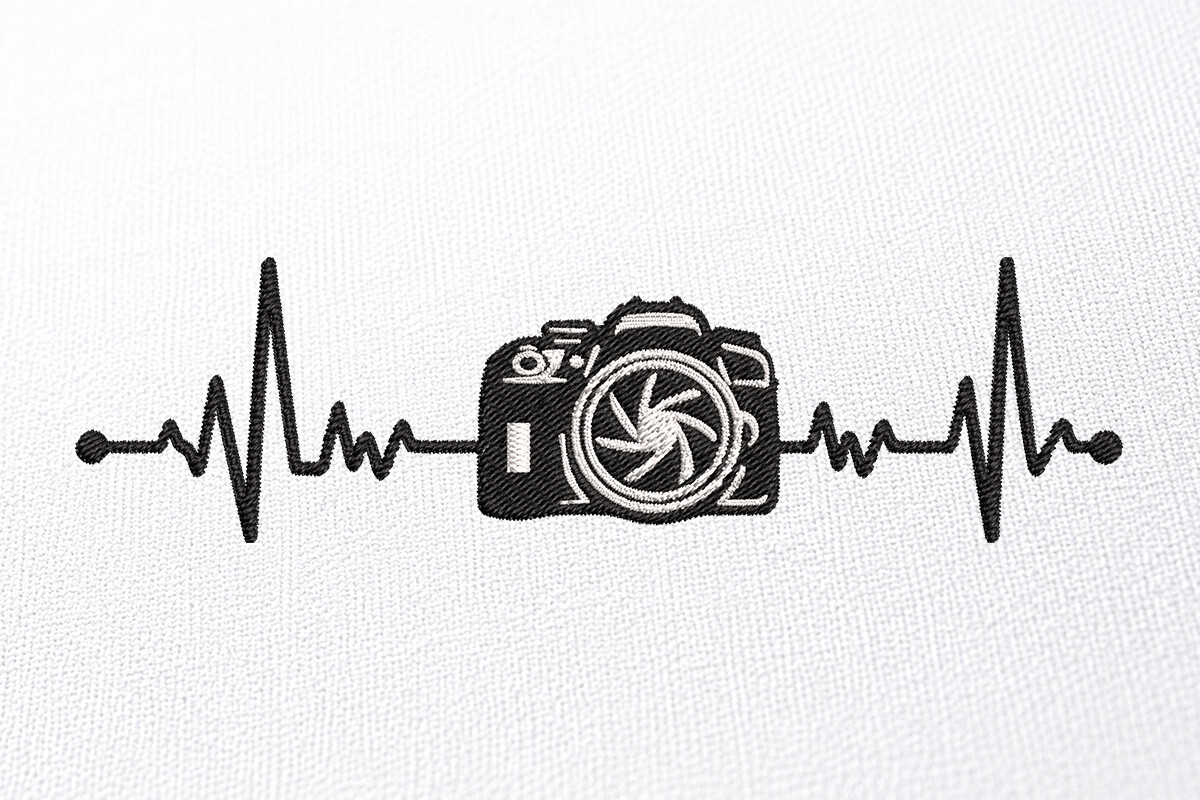 Photography Heartbeat Embroidery Design