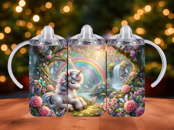 Rainbow Waterfall Unicorn 12 Oz Tumbler