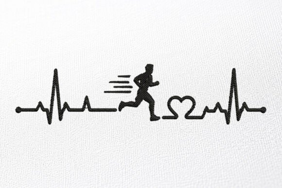 Running Heartbeat Embroidery Design