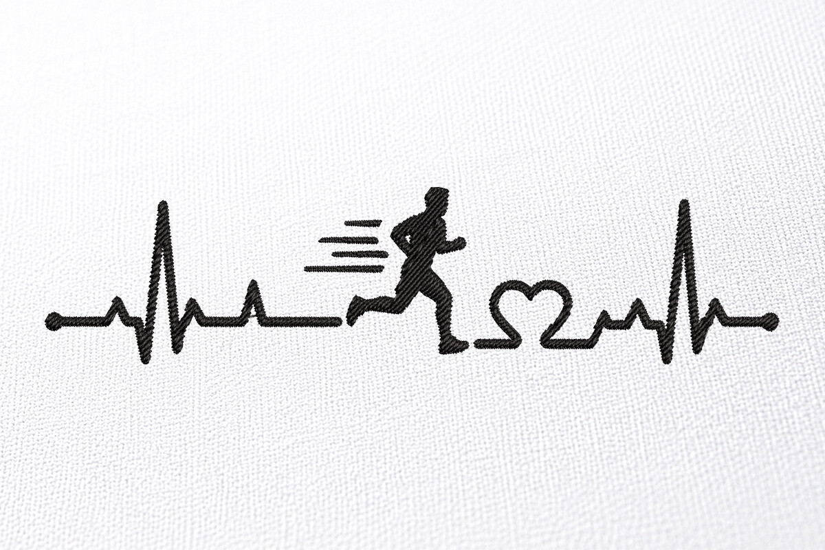 Running Heartbeat Embroidery Design