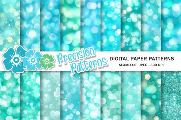 Preview of Sea Foam Bokeh and Glitter Digital Paper