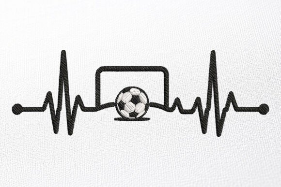 Soccer Ball Heartbeat Embroidery Design