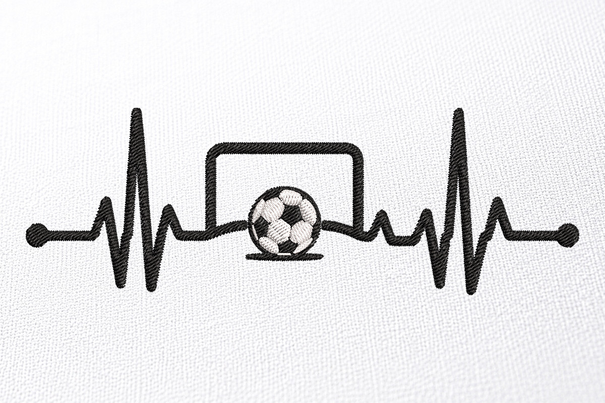 Soccer Ball Heartbeat Embroidery Design