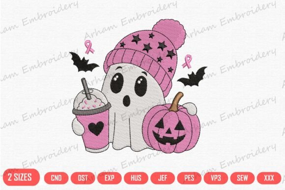 Spooky Pink Ghost with Pumpkin