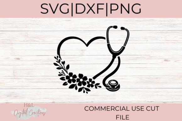 Stethoscope Floral Heart SVG