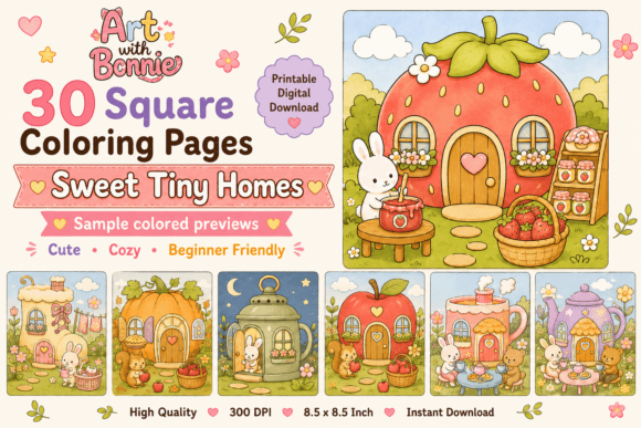 Sweet Tiny Homes Coloring Pages PDF
