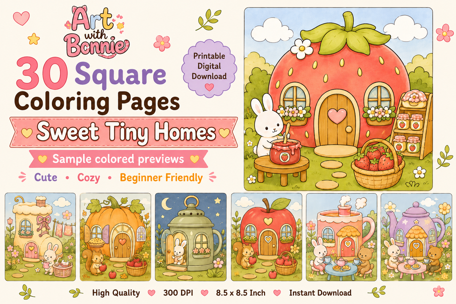 Sweet Tiny Homes Coloring Pages PDF